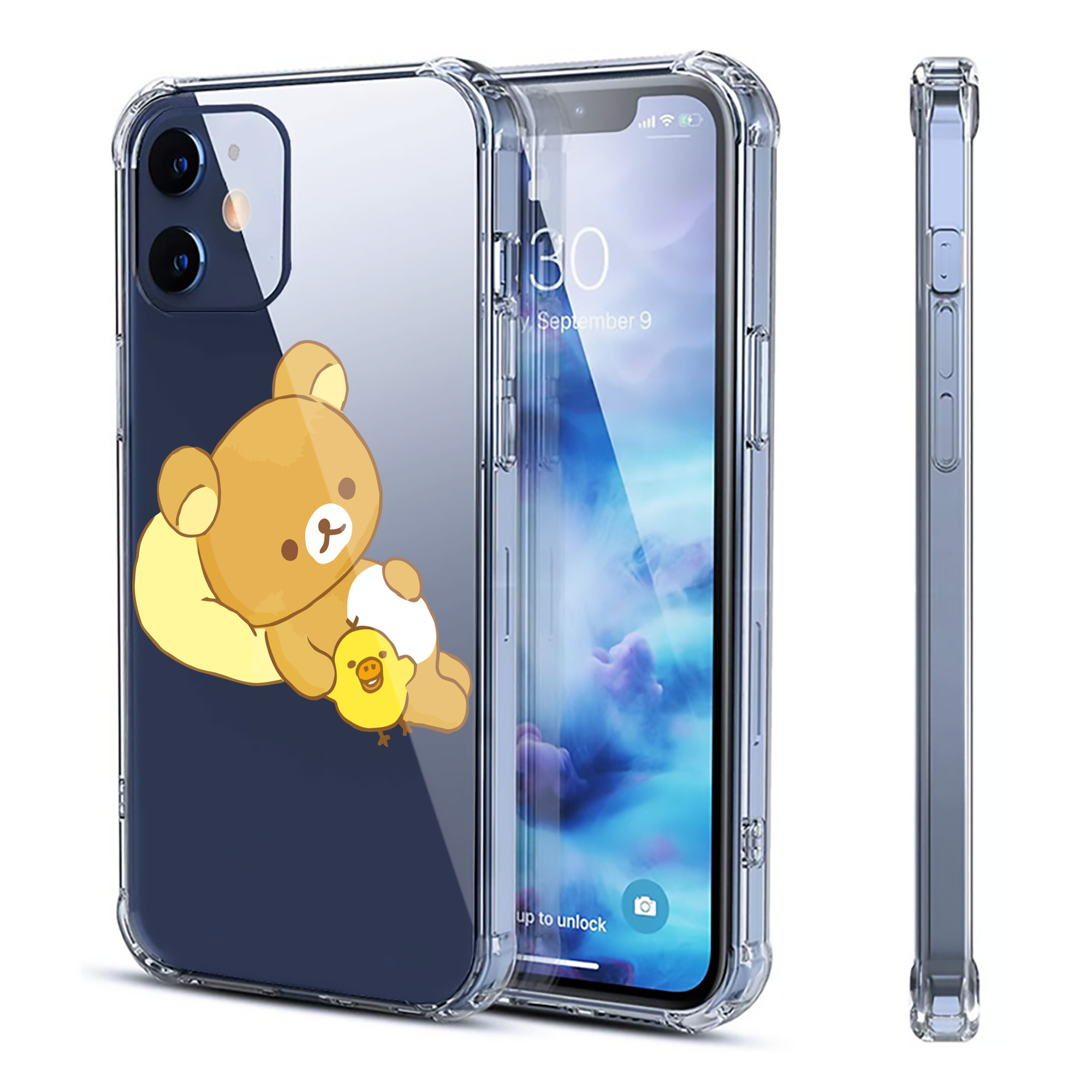 （画像用） リラックマ リラックマ キイロイトリ Rilakkuma Korilakkuma Kiiroitori 【iPhone 12シリーズ対応】透明スマホケース（クリアソフトケース）
